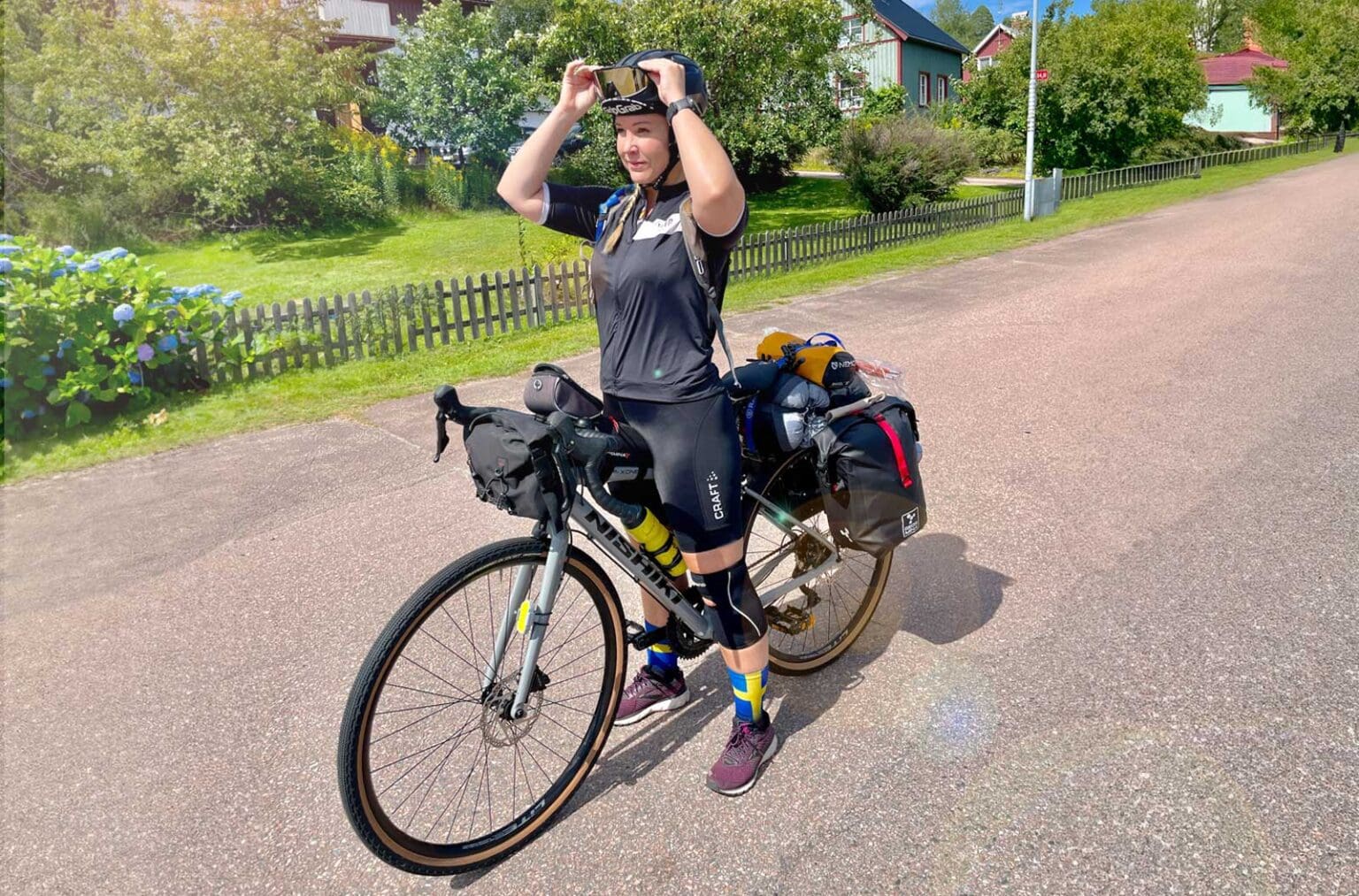Maggie redo för sitt cykeläventyr